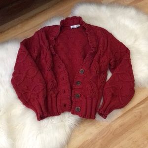 & Other Stories Red Knit Button Down Cardigan